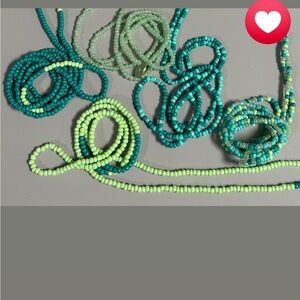5 pcs Set of Teal and Lime Waist Bead Set